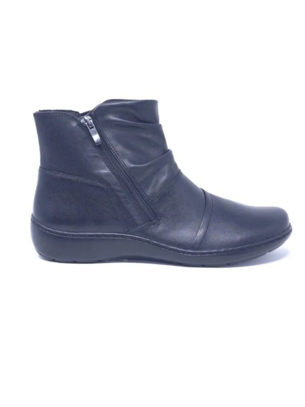 New Clarks Collection Cora Pace Ankle Boot Black Leather Medium